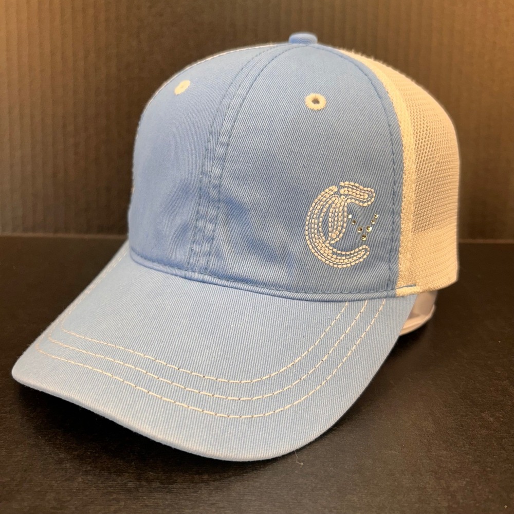 Callaway Golf Embroidered Rhinestone C Womens Light Blue Hat Mesh Trucker OSFA